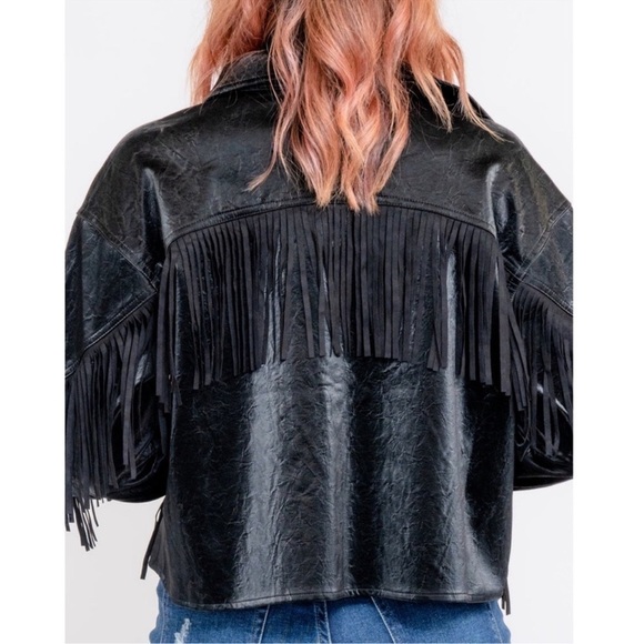 Fate Rockstar Black Faux Suede Fringed Boho Jacket - Picture 2 of 7